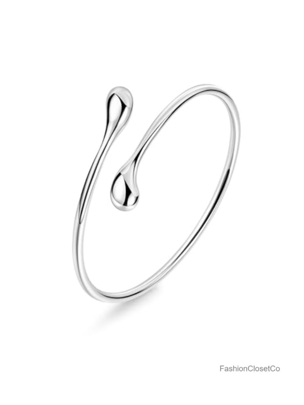 Teardrop Open Cuff Bracelet Adjustable Thin Bangle Hypoallergenic Metal